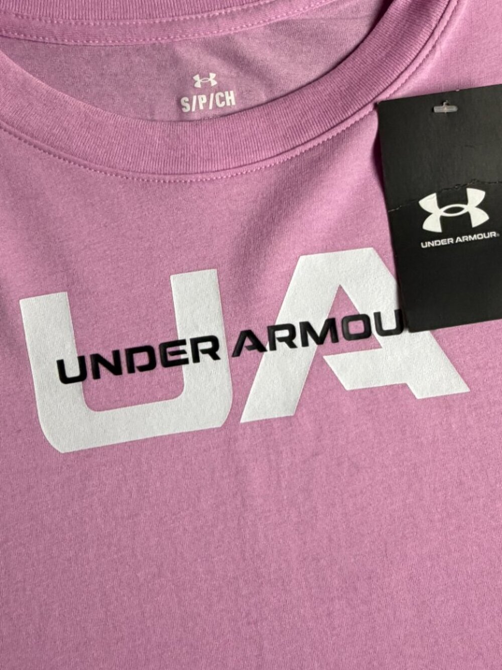 Under Armour Women's Size S Boxy Crop Top Short Sleeves Pink Logo Active Casual - Picture 3 of 8